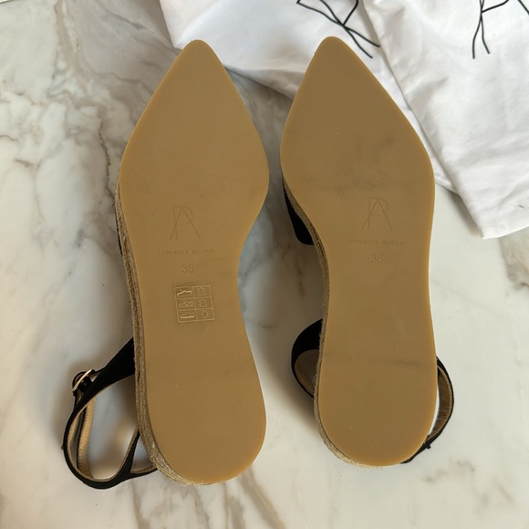 Paul Andrew Rhea Espadrilles Black Suede Pointed Toe Ankle Straps Sandals 35 - Picture 7 of 11